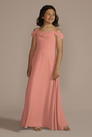 Flutter Sleeve Junior Bridesmaid Dresses Coral